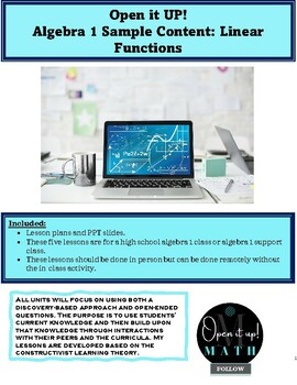 Preview of Linear Functions - Open it UP concept.
