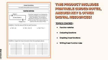 Preview of Linear Functions - PRINTABLE GUIDED NOTES