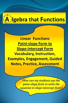 Preview of Linear Functions: Point-slope to Slope-interceptForm Les.,Vocab. *DISTANCE LEARN