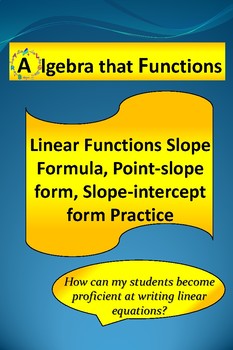 Preview of Linear Functions Practice Slope-Formula, Point-slope, Slope-intercept *DISTANCE