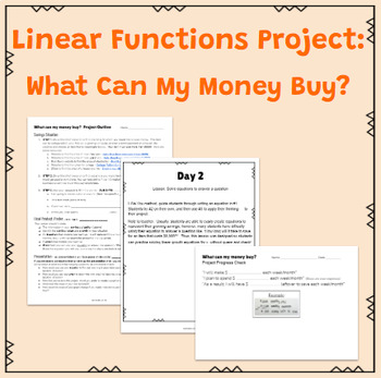 Preview of Linear Functions Project - What Can My Money Buy? | PBL