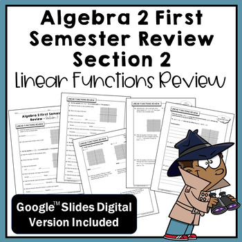 Preview of Linear Functions Review (Algebra 2 First Semester Review Section 2)