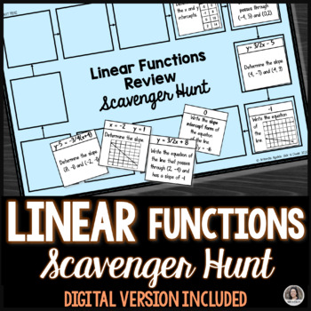 Preview of Linear Functions Review Scavenger Hunt, Print and Digital Google Slides™