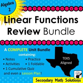 Preview of Linear Functions Review Unit Bundle for Algebra 2 - Back to School