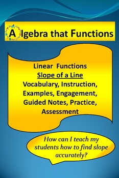 Preview of Linear Functions:Slope Lesson, Vocab., Guided Notes,Practice, *DISTANCE LEARNING