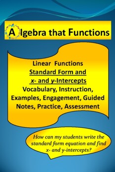 Preview of Linear Functions: Standard Form, x- and y-intercepts Les.,Vocab. *DISTANCE LEARN