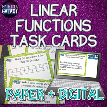 Preview of Linear Functions Task Cards- Printable & Digital Resource