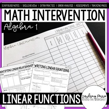 Preview of Linear Functions Algebra 1 Math Intervention Unit