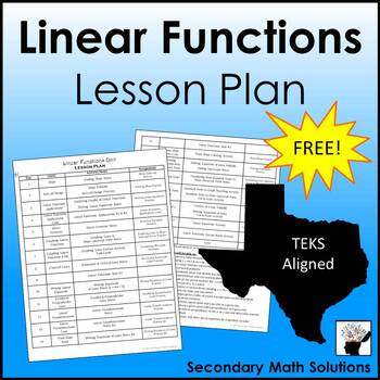 Preview of Linear Functions Unit Lesson Plan for Algebra 1