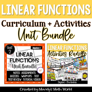 Preview of Linear Functions Unit with Activities Bundle Algebra 1 Curriculum