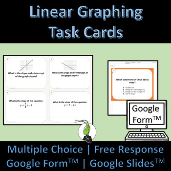 Preview of Linear Graphing Slope Real World Problems Algebra 1 Task Cards Google