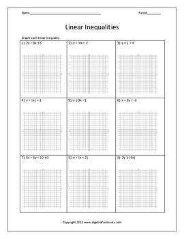 Linear Inequalities: Graphing Linear Inequalities and Systems (Bundle)