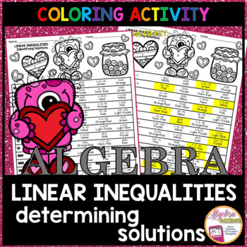 Preview of VALENTINES DAY Linear Inequalities Determining Solutions Algebra Activity
