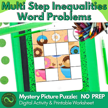 Preview of Multi Step Inequalities Word Problems - Self-checking Mystery Picture Puzzle