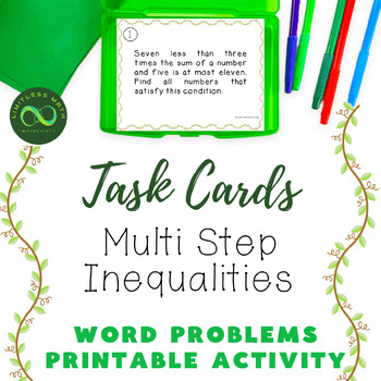 Preview of Multi Step Inequalities Word Problems Task Cards