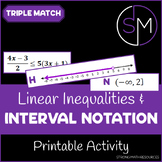Linear Inequalities with Interval Notation - Triple Match 