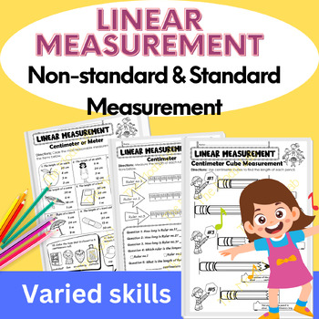 Preview of Length Measurement worksheets : Non-Standard and Standard measurement activities