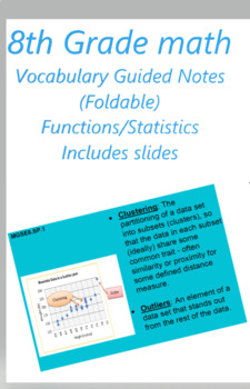 Preview of Linear Models & Tables Vocabulary 8th Grade Math