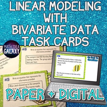 Preview of Linear Models with Bivariate Data Task Cards- Printable & Digital Resource