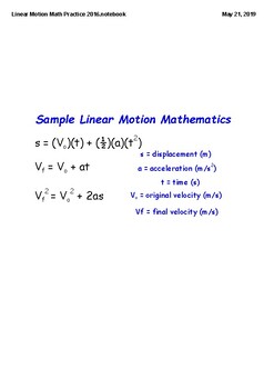 Linear Motion Mathematics In-class Samples with Detailed Solutions (PDF)