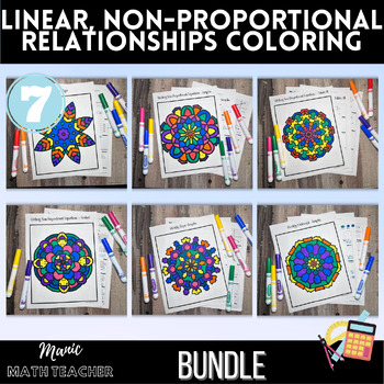 Preview of Linear, Non-Proportional Relationships Bundle - Color By Number