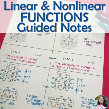 Preview of Linear & Nonlinear Functions Guided Notes Graphic Organizer