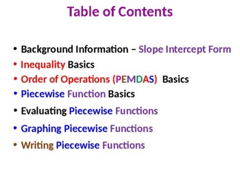 Preview of Linear Piecewise Functions (Evaluating, Graphing and Writing)