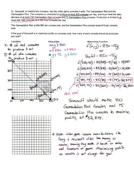 algebra 2 worksheet linear programming word problems answers