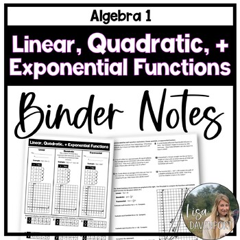 Preview of Linear, Quadratic, and Exponential Functions- Binder Notes for Algebra 1