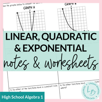 Preview of Linear, Quadratic, and Exponential Notes & Worksheets