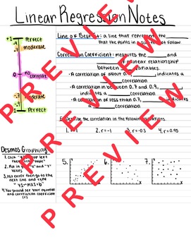 Preview of Linear Regression & Correlation Guided Notes