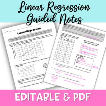 Preview of Linear Regression Guided Notes for Algebra 1