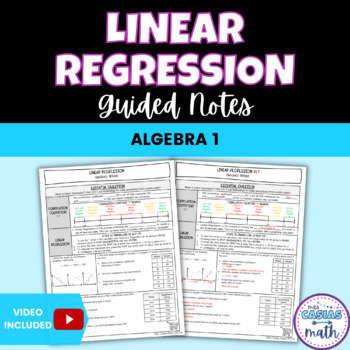 Preview of Linear Regression and Correlation Coefficient Guided Notes Lesson Algebra 1