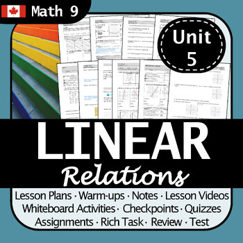 Preview of BC Math 9 Linear Relations Unit | No Prep! Differentiated, Engaging, Authentic!