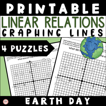 Preview of Earth Day Graphing Linear Equations Math Puzzle Printable Worksheet Activity 8th