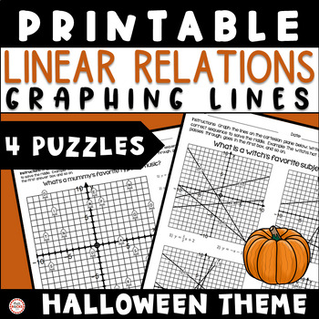 Preview of Halloween Graphing Linear Equations Math Puzzle Activity 8th Grade