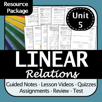 Preview of BC Math 9 Linear Relations Resources: Notes, Assignments, Quizzes, Review, Test