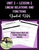 Linear Relations and Functions - Guided Notes (Algebra 2)