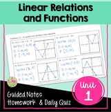 Linear Relations and Functions Unit Essentials (Algebra 3)