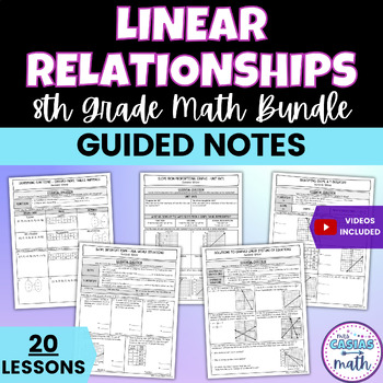 Preview of Linear Relationships Guided Notes Lessons BUNDLE 8th Math Pre-Algebra