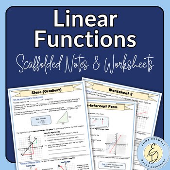 Preview of Linear Functions Scaffolded Notes and Worksheets