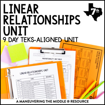 Preview of Linear Relationships Unit | 7th Grade TEKS | Constant of Proportionality Notes