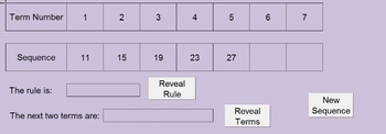 Preview of Linear Sequences Free - Randomly Generated Interactive Excel Worksheets