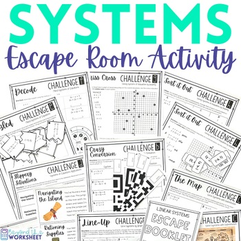 Preview of Linear Systems Activity | Math Escape Room | Equations and Inequalities