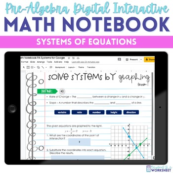 Preview of Linear Systems Digital Interactive Notebook for Pre-Algebra