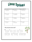 Linear System of Equations ~ Riddle Worksheet