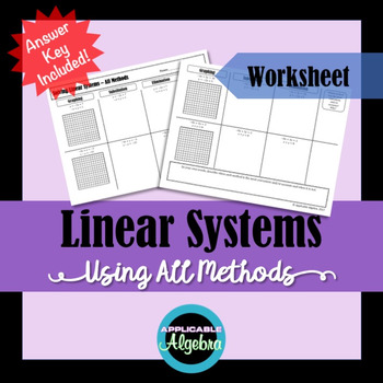 Preview of Linear Systems - Solving Using All Methods (Graphing, Substitution, Elimination)