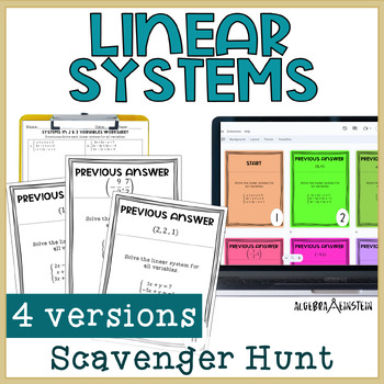 Preview of Linear Systems in 2 and 3 variables Scavenger Hunt Algebra 2 Activity