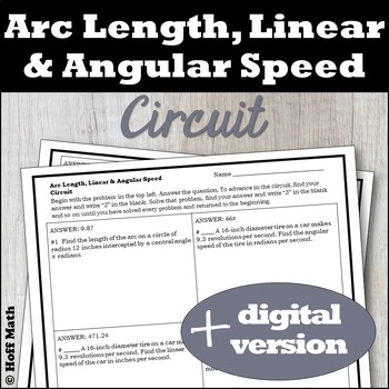 Preview of Linear and Angular Speed CIRCUIT with worked solutions | PRINT and DIGITAL