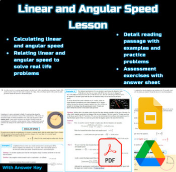 Preview of Linear and Angular Speed Trigonometry Lesson :Google Slides :Digital